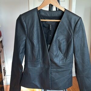 BCBG Max Azria black faux leather jacket. Size small.